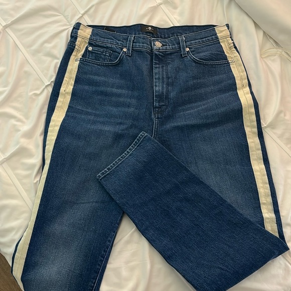 7 For All Man Kind High-Rise Side Stripe Jeans 31 - Picture 6 of 10
